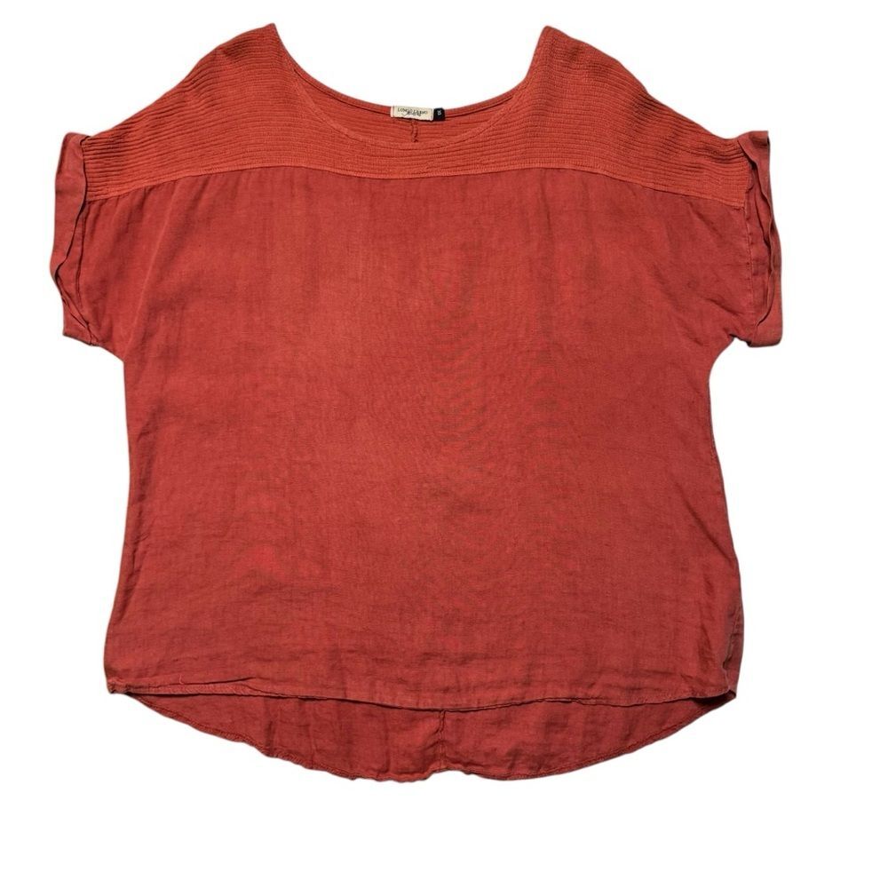 Lungo L' Arno Short Sleeve Shirt Orange Red Womens 100% Linen Size 1X